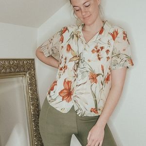 Vintage Floral Button Up Blouse